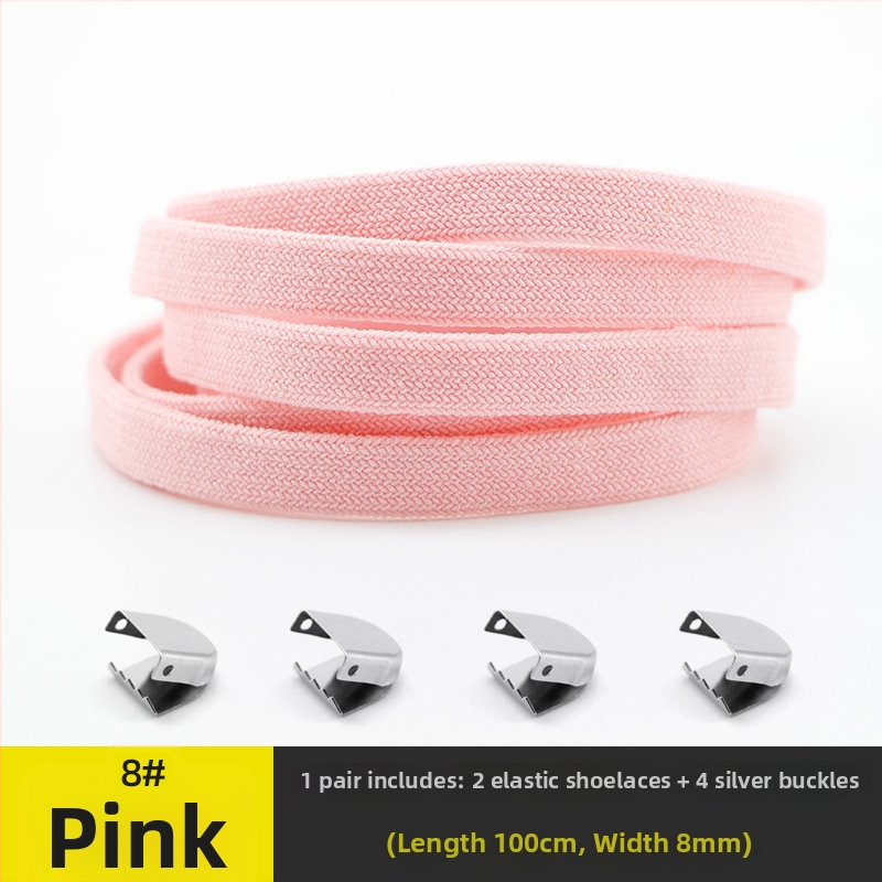 Unisex kurpju šņorēm bez mezgliem 8 mm platumā, ar elastīgu aizdari, divslāņu no spandexa; piemērotas ikdienas apaviem, sporta apaviem, ādas kurpēm un zābakiem visām sezonām