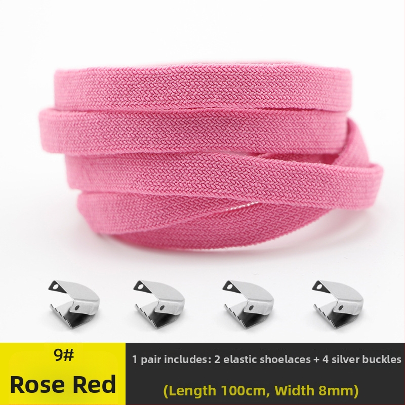 Unisex kurpju šņorēm bez mezgliem 8 mm platumā, ar elastīgu aizdari, divslāņu no spandexa; piemērotas ikdienas apaviem, sporta apaviem, ādas kurpēm un zābakiem visām sezonām