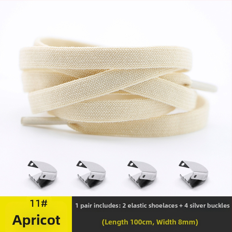 Unisex kurpju šņorēm bez mezgliem 8 mm platumā, ar elastīgu aizdari, divslāņu no spandexa; piemērotas ikdienas apaviem, sporta apaviem, ādas kurpēm un zābakiem visām sezonām