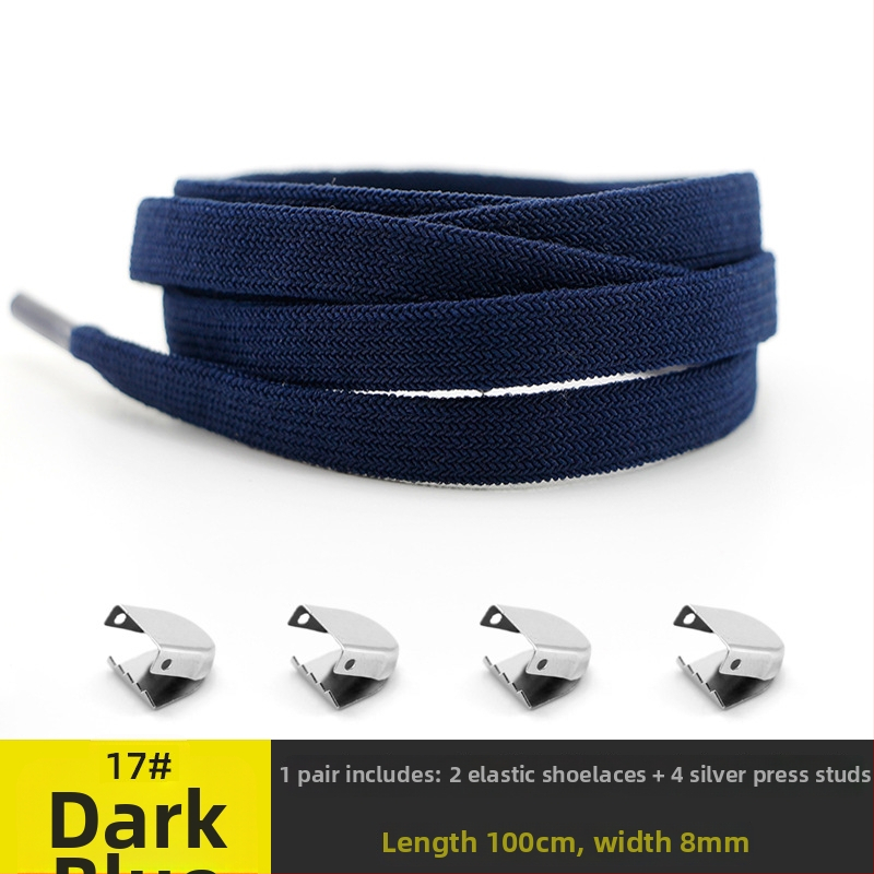 Unisex kurpju šņorēm bez mezgliem 8 mm platumā, ar elastīgu aizdari, divslāņu no spandexa; piemērotas ikdienas apaviem, sporta apaviem, ādas kurpēm un zābakiem visām sezonām