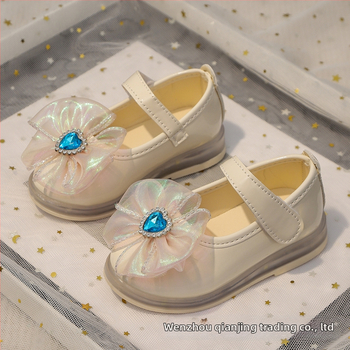 Mergaitėms Princesės bateliai iš PU odos su Velcro užsegimu, žemas aukštis, gumos padas, neslidūs