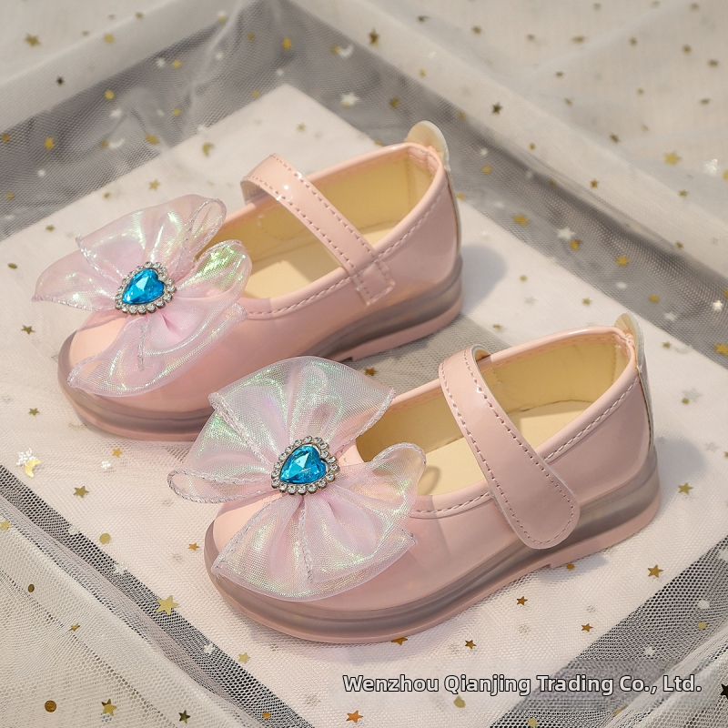 Mergaitėms Princesės bateliai iš PU odos su Velcro užsegimu, žemas aukštis, gumos padas, neslidūs