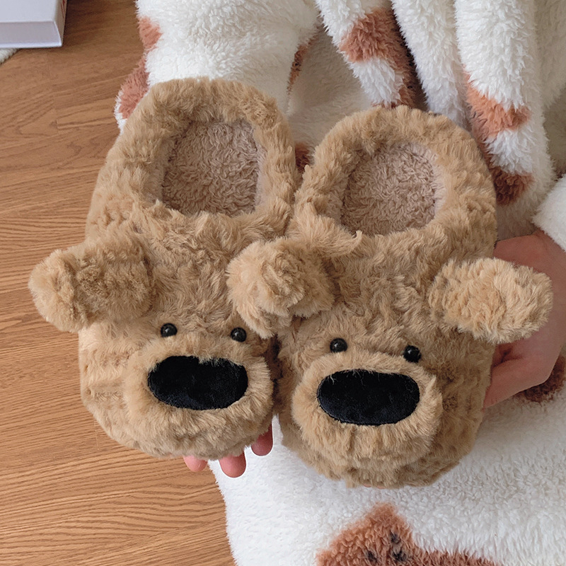 Kutyás gyerek papucs téli meleghez — uniszex beltéri plüss papucs, PVC felső rész, TPR talp