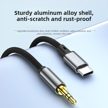 Type-C į 3,5 mm garso adapterio kabelį Androidui – 0,5 m, skaitmeninis garso perdavimas, Zhongke Lanxun 136T lustas, cinkuotas vario laidininkas