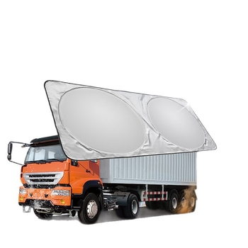 Kravas automašīnas priekšējā saules aizsardzības aizkars ar teleskopisku uzstādīšanu, pārklāta auduma materiāls, logotipa drukāšana pieejama, universāla saderība