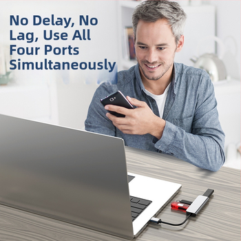 CHEVE CV-H-35 USB 2.0 četrportu huba, 1–4 sadalītājs, bez ārējā barošanas, 25 cm kabelis