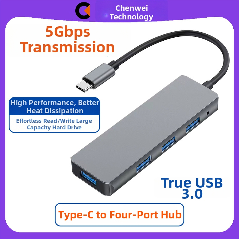 CHEVE CV-H-35 USB 2.0 četrportu huba, 1–4 sadalītājs, bez ārējā barošanas, 25 cm kabelis