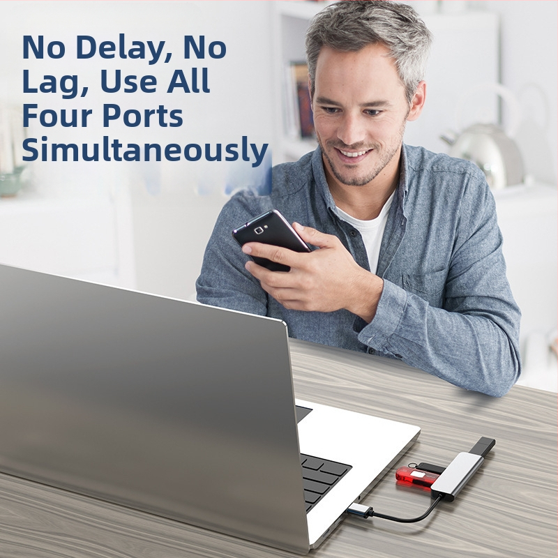 CHEVE CV-H-35 USB 2.0 četrportu huba, 1–4 sadalītājs, bez ārējā barošanas, 25 cm kabelis