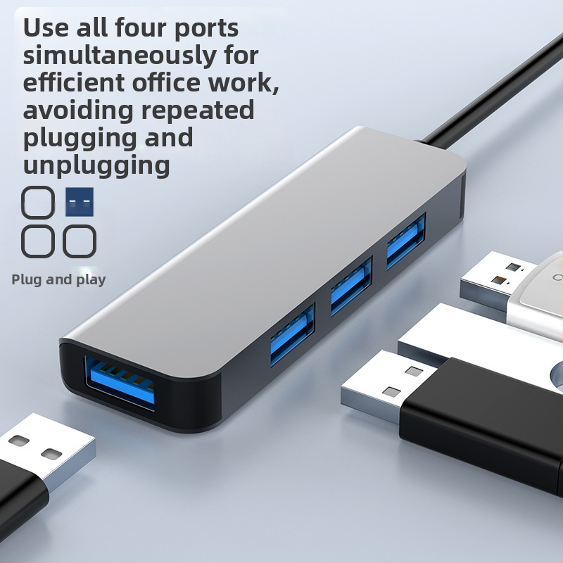 CHEVE CV-H-35 USB 2.0 četrportu huba, 1–4 sadalītājs, bez ārējā barošanas, 25 cm kabelis