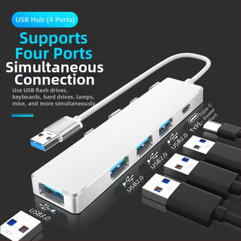 USB 3.0 OTG hubas su 4 jungtimis, duomenų perdavimo greitis 5 Gbps, be išorinio maitinimo