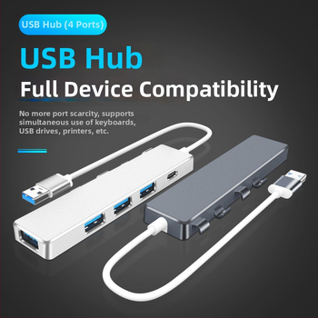 USB 3.0 OTG hubas su 4 jungtimis, duomenų perdavimo greitis 5 Gbps, be išorinio maitinimo