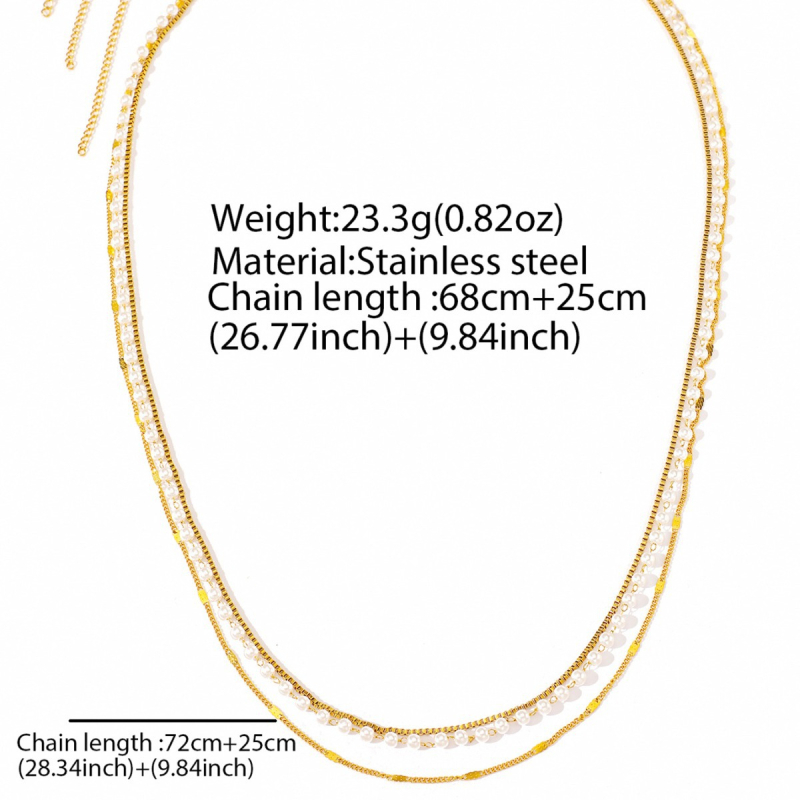 Deréklánc többszörös rétegű fém gyöngy dizájn - rozsdamentes acél, minimalist geometriai stílus, elektroplatírozás, testreszabható