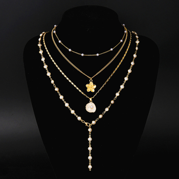 Geometriai tassel nyaklánc készlet – gyémántbeültetéssel, medál cink-ötvözetből, szabályos lánc, négy darabból álló uniszex készlet