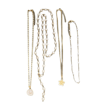 Geometriai tassel nyaklánc készlet – gyémántbeültetéssel, medál cink-ötvözetből, szabályos lánc, négy darabból álló uniszex készlet