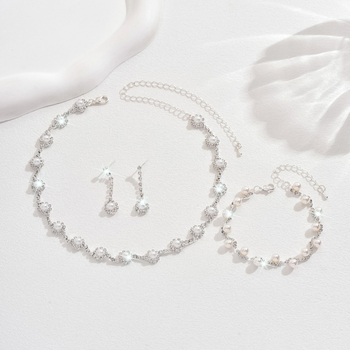 Set colier și cercei cu Rhinestone – cupru, lanț gheară, electroplacare, model: stele, Soare și Lună, nori, Univers