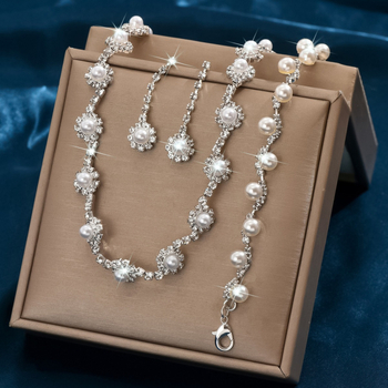 Set colier și cercei cu Rhinestone – cupru, lanț gheară, electroplacare, model: stele, Soare și Lună, nori, Univers