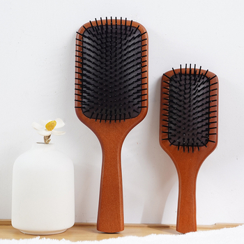 Avatar-stílusú légpárnás hajkefe, bükkfa design, fejmasszázs