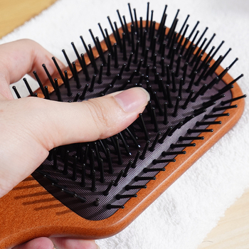 Avatar-stílusú légpárnás hajkefe, bükkfa design, fejmasszázs