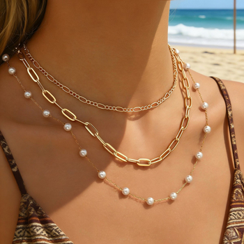 Ogrlica s višestrukim slojevima, geometrijski dizajn s kristalima, klavikularni lanac, legura željeza i cinka, elektropoliranje