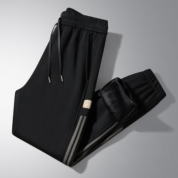 Мъжки ежедневни панталони, памук-полиестер смес 65/35, поларено вътрешно, средно висока талия с колан, връзка за затягане, стеснен крачол