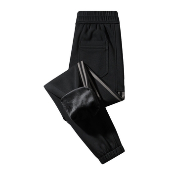 Мъжки ежедневни панталони, памук-полиестер смес 65/35, поларено вътрешно, средно висока талия с колан, връзка за затягане, стеснен крачол