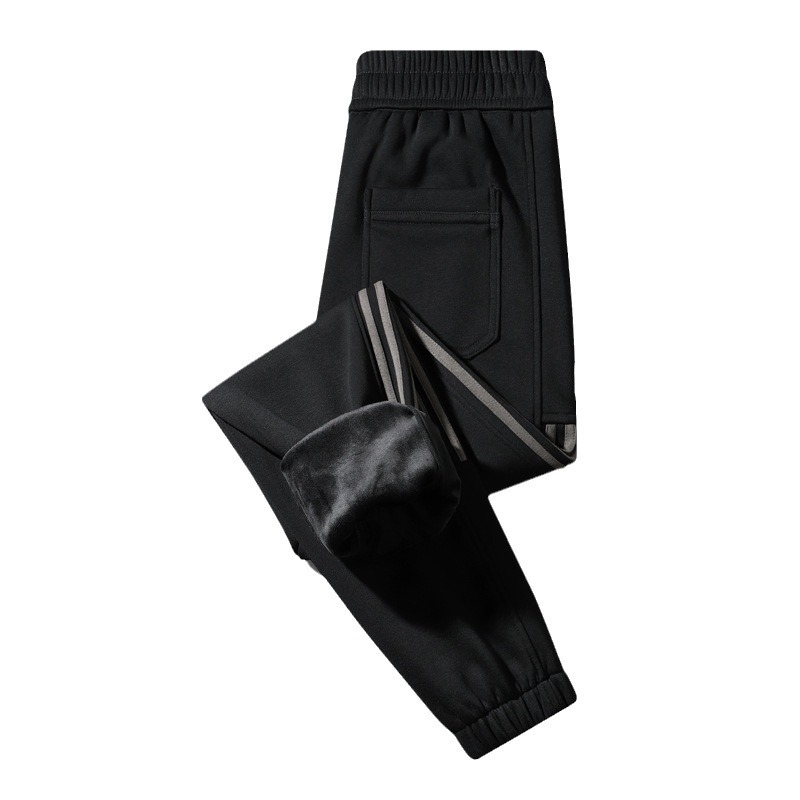 Мъжки ежедневни панталони, памук-полиестер смес 65/35, поларено вътрешно, средно висока талия с колан, връзка за затягане, стеснен крачол