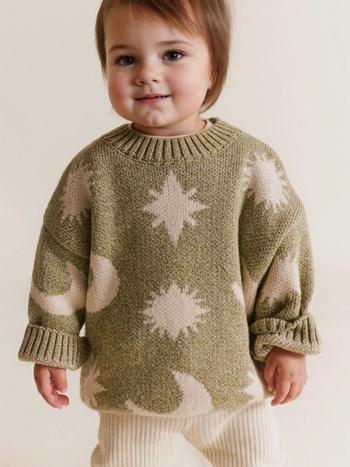 Gyerekeknek szóló kötött pulóver kerek nyakkal, hosszú ujjú, 100% pamut, rajzfilm mintával, 3–8 éveseknek