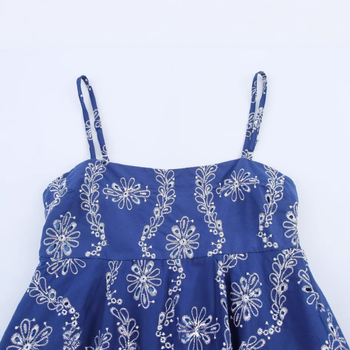 PB&ZA Cami s trakicama, cvjetnim vezom, pamuk-spandeks smjesa (80-90% pamuka), ljeto 2025