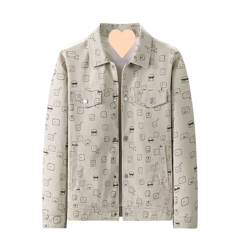 Muška corduroy jakna s reverom, opušten kroj, jednodijelno kopčanje, patch džepovi