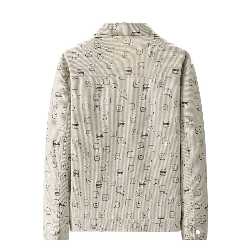 Muška corduroy jakna s reverom, opušten kroj, jednodijelno kopčanje, patch džepovi