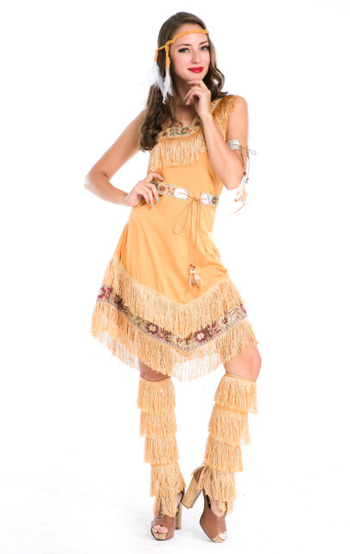Ženski Halloween cosplay kostim, inspiriran domorodačkim američkim stilom, za nastup