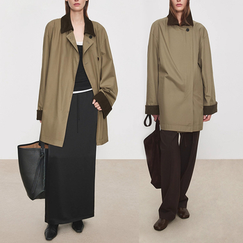 Retro Barn jakna od Pima pamuka, ovratnik corduroy, Color-Block srednje duljine, širok kroj