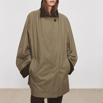 Retro Barn jakna od Pima pamuka, ovratnik corduroy, Color-Block srednje duljine, širok kroj