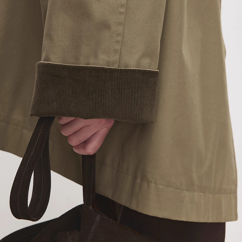 Retro Barn jakna od Pima pamuka, ovratnik corduroy, Color-Block srednje duljine, širok kroj