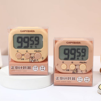 Snap χρονοδιακόπτης καπιμπάρα — ηλεκτρονικός χρονοδιακόπτης κουζίνας με συναγερμό, LED αριθμητική οθόνη, μπαταριοφόρος, τετράγωνο σχήμα, καρτούν στυλ