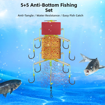 Upės žvejybos kabliukų rinkinys – priešduno dizainas, kvadratiniai masalų kabliukai karpams ir didiesiems karpams, 8–15 kablių rinkinys, dėžutė 500 vnt