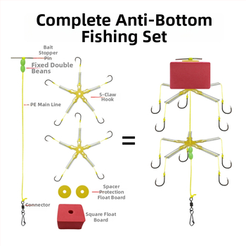 Upės žvejybos kabliukų rinkinys – priešduno dizainas, kvadratiniai masalų kabliukai karpams ir didiesiems karpams, 8–15 kablių rinkinys, dėžutė 500 vnt