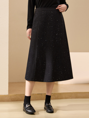 A līnijas svārki, elegantais biroja stils, vidēja garuma, poliestera audums (95%+), Ziemas 2024