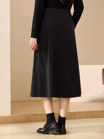 A līnijas svārki, elegantais biroja stils, vidēja garuma, poliestera audums (95%+), Ziemas 2024