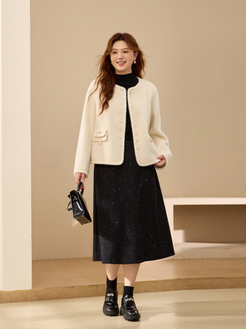 A līnijas svārki, elegantais biroja stils, vidēja garuma, poliestera audums (95%+), Ziemas 2024