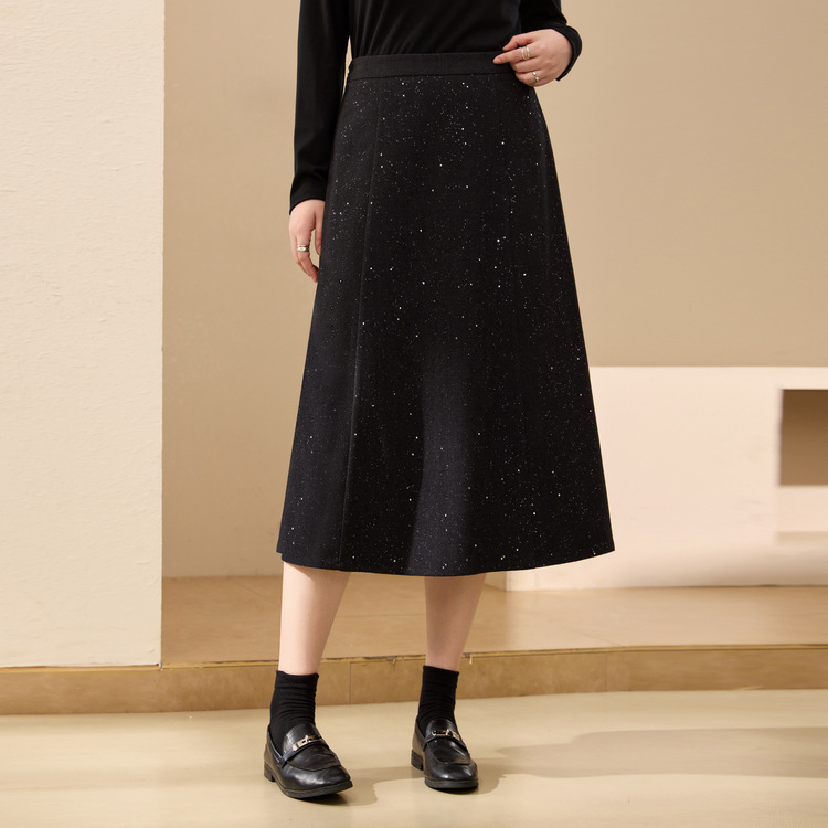 A līnijas svārki, elegantais biroja stils, vidēja garuma, poliestera audums (95%+), Ziemas 2024