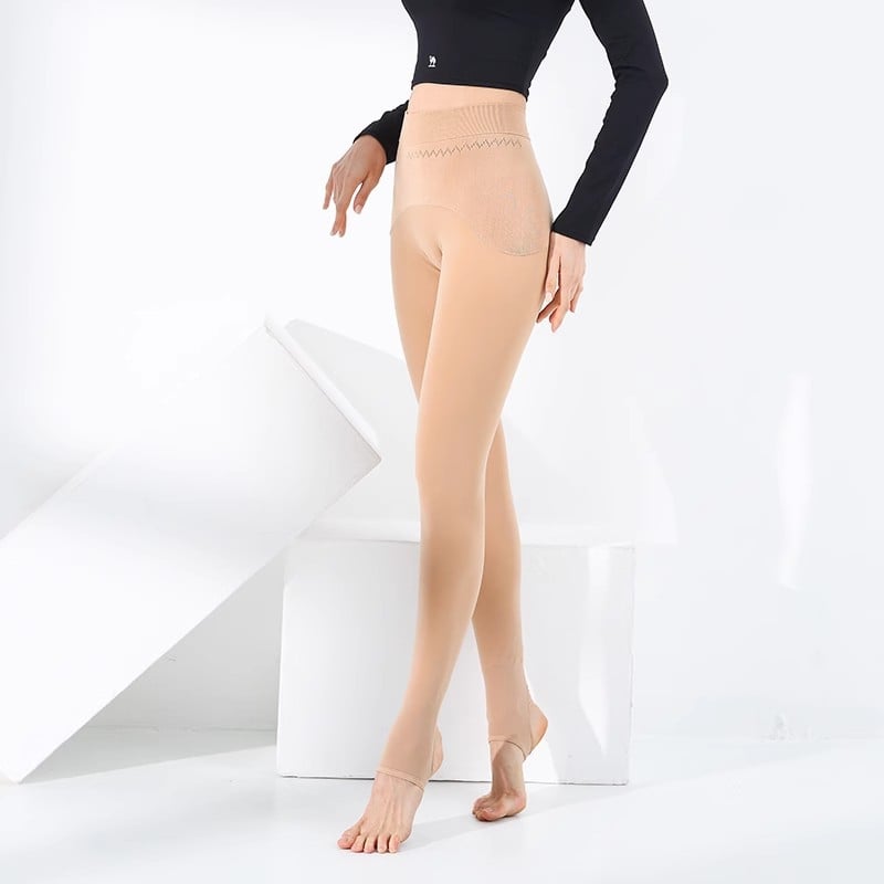 Női nylon harisnya vastag fleece béléssel, 1200D, Apple hip szabás, varratmentes sarok, egyszínű, ősz-tél