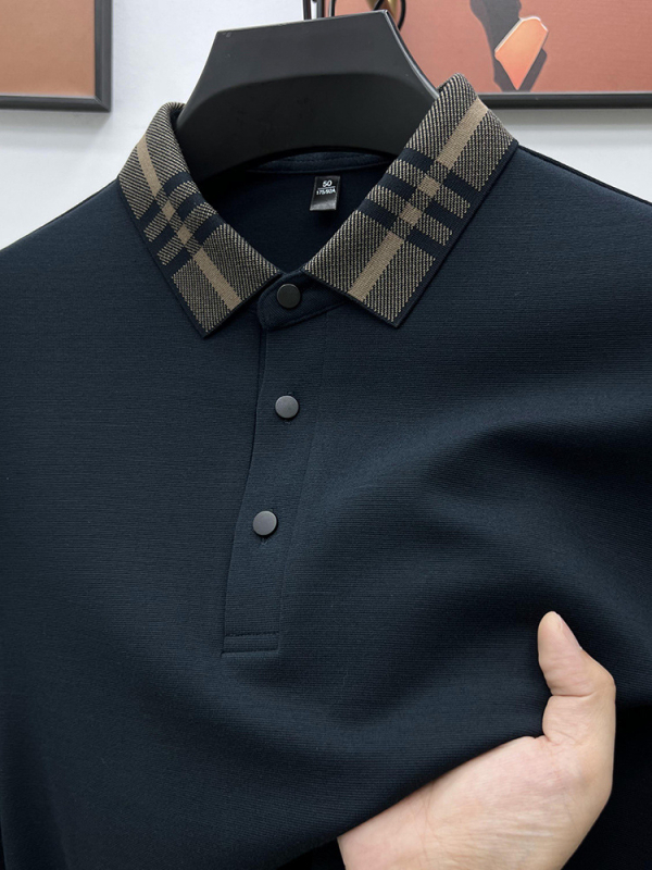 Vyrų ilgos rankovės marškinėliai su klopu apykakle, laisvas kirpimas, vilnos mišinio medžiaga