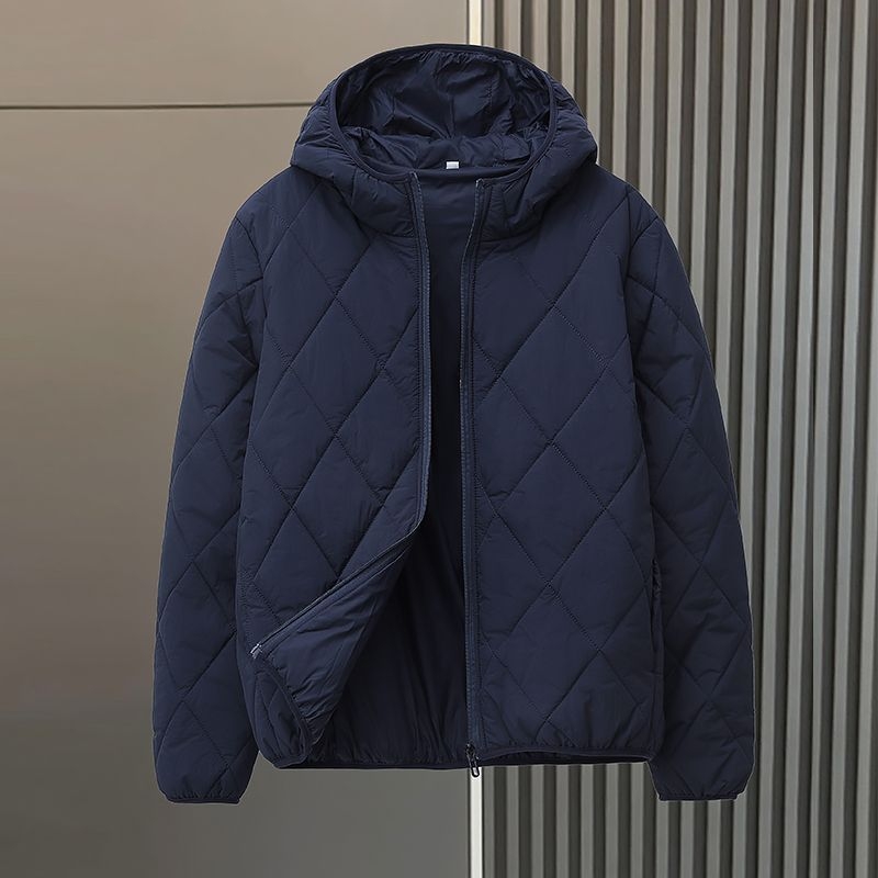 Kapucnis pamut-párnázott kabát, fleece bélelt, cipzár, álló gallér, középhosszú