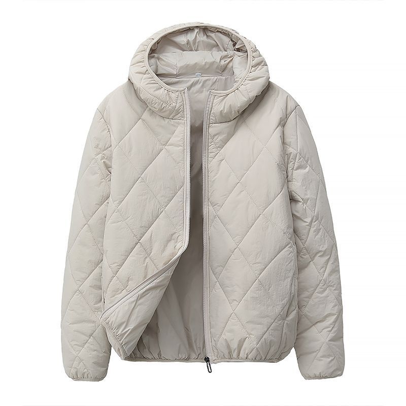 Kapucnis pamut-párnázott kabát, fleece bélelt, cipzár, álló gallér, középhosszú