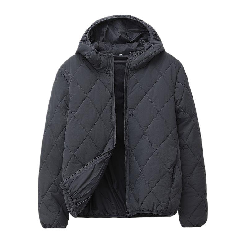 Kapucnis pamut-párnázott kabát, fleece bélelt, cipzár, álló gallér, középhosszú