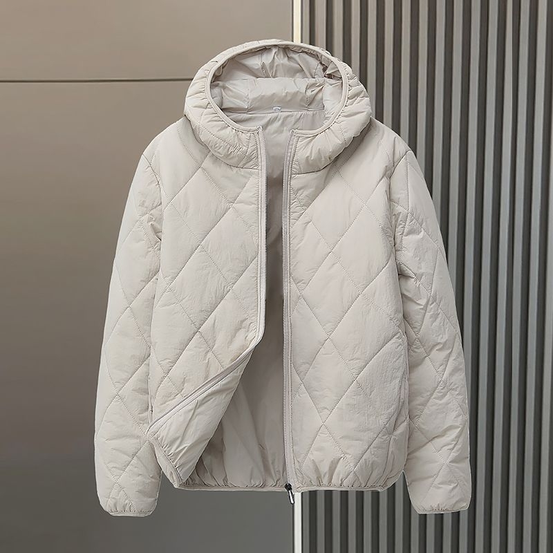 Kapucnis pamut-párnázott kabát, fleece bélelt, cipzár, álló gallér, középhosszú