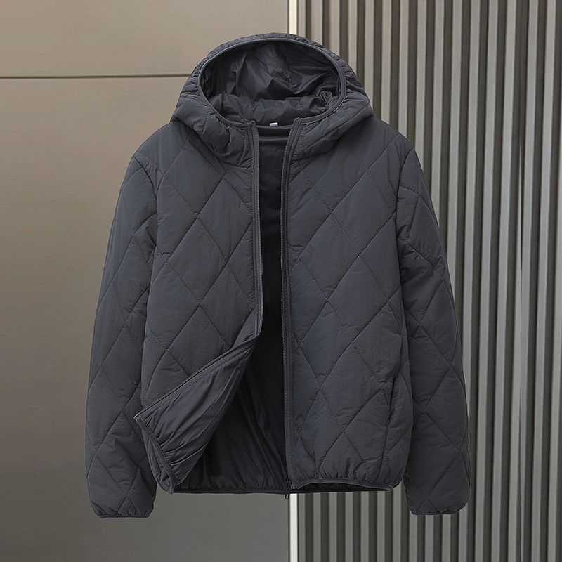 Kapucnis pamut-párnázott kabát, fleece bélelt, cipzár, álló gallér, középhosszú