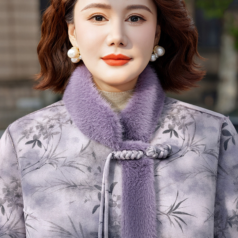 Jakna od pamuka s Mink Velvet podstavom, kineskog stila, stojeći ovratnik, zip prednji, kratka, opuštenog kroja