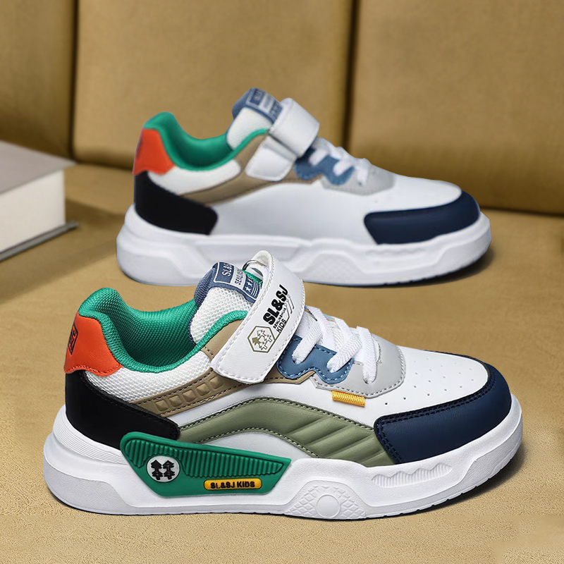 Berniukų bėgimo bateliai su sintetinės odos viršutine dalimi, lengvi, atsparūs dilimui, elastinis uždarymas, gumine pada